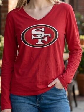 Women's Fanatics San Francisco 49ers Burgundy Red Long Sleeve V-Neck Tee Large